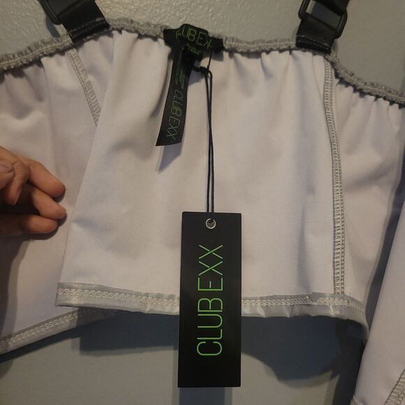 NWTs Club Exx Silver Metallic Harness Zip Up Tank Top Women's 1X Dolls Kill - Picture 10 of 15